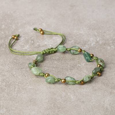 Yeşil Kiyanit Natürel Kesim Doğal Taş Makrome Bileklik - Osmanlı Doğaltaş