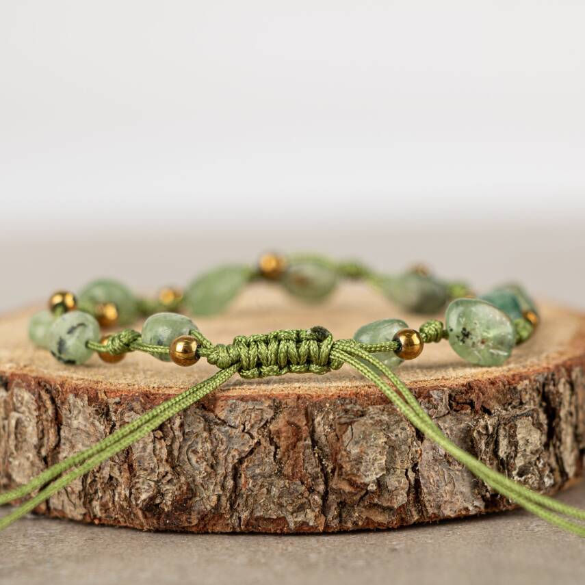 Yeşil Kiyanit Natürel Kesim Doğal Taş Makrome Bileklik - 4