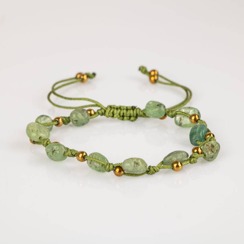 Yeşil Kiyanit Natürel Kesim Doğal Taş Makrome Bileklik - 5