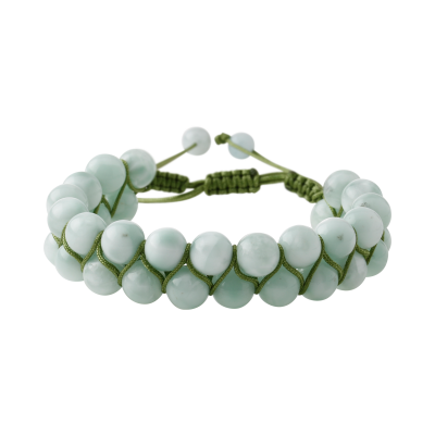 Yeşil Larimar 8mm Çift Sıra Makrome Doğal Taş Bileklik - 5