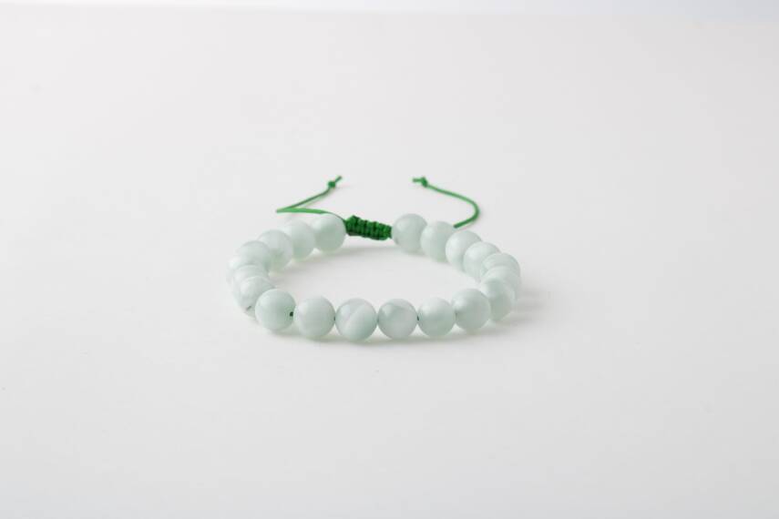 Yeşil Larimar 8mm Merdiven Kapama Doğal Taş Bileklik - 1