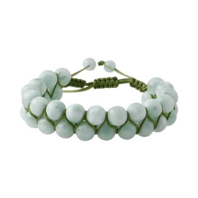 Yeşil Larimar Çift Sıra Makrome Doğal Taş Bileklik - Osmanlı Doğal Taş