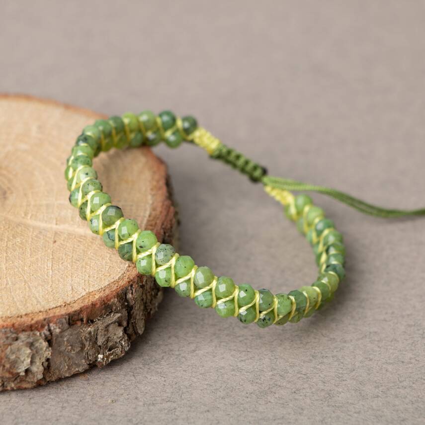 Yeşim 3-4mm Çift Sıra Doğal Taş Bileklik - 1