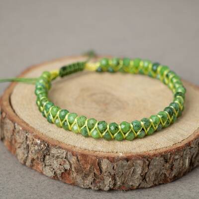 Yeşim 3-4mm Çift Sıra Doğal Taş Bileklik - 2