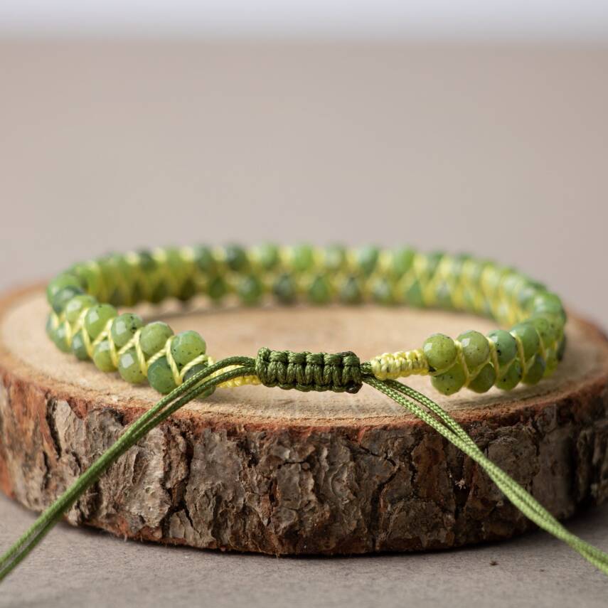 Yeşim 3-4mm Çift Sıra Doğal Taş Bileklik - 3