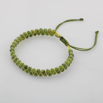 Yeşim 3-4mm Çift Sıra Doğal Taş Bileklik - 4