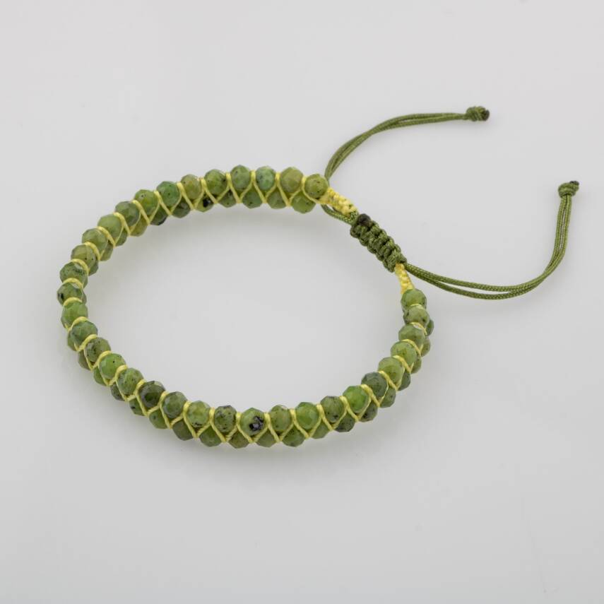 Yeşim 3-4mm Çift Sıra Doğal Taş Bileklik - 4