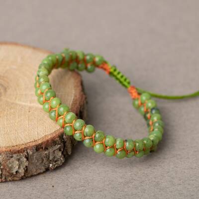 Yeşim 4mm Çift Sıra Doğal Taş Bileklik - 2