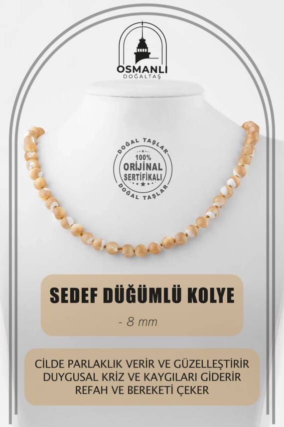 Yeşim 8 mm Düğümlü Doğal Taş Kolye - 1