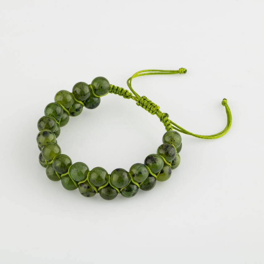 Yeşim 8mm Çift Sıra Makrome Doğal Taş Bileklik - 1