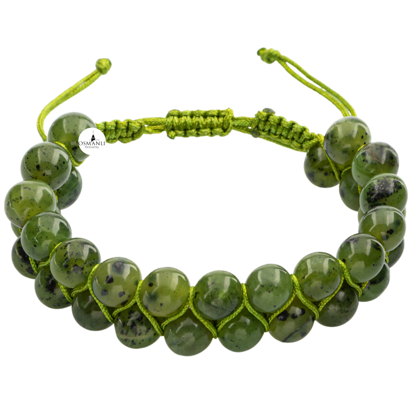 Yeşim 8mm Çift Sıra Makrome Doğal Taş Bileklik - 2
