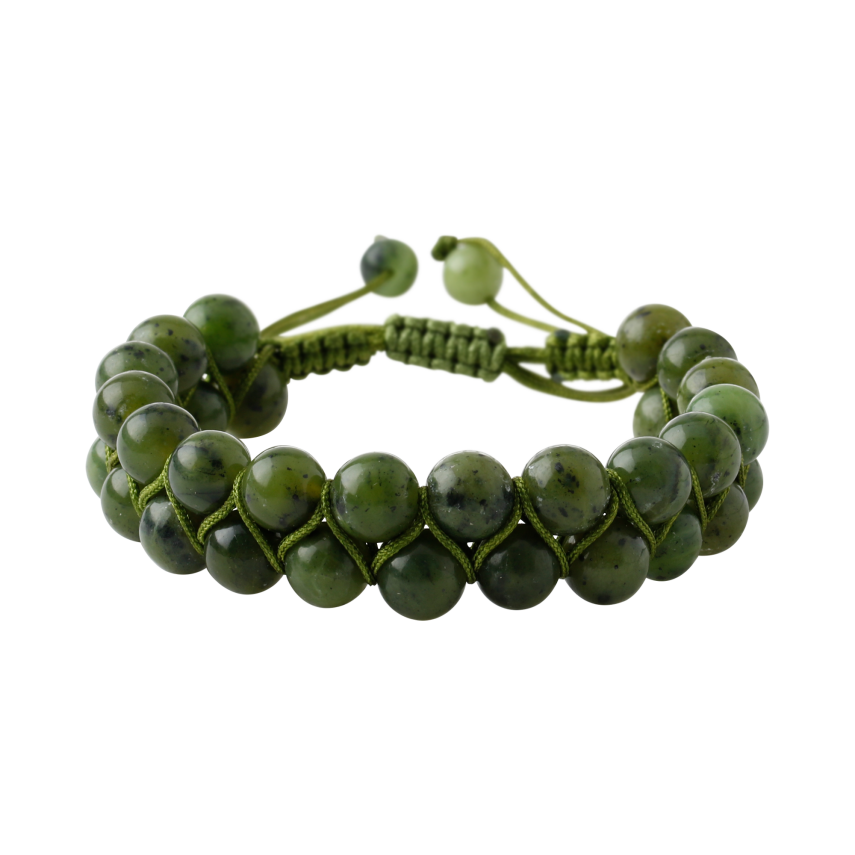 Yeşim 8mm Çift Sıra Makrome Doğal Taş Bileklik - 5