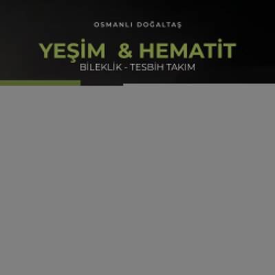 Yeşim-Hematit Doğal Taş Tesbih Bileklik Seti - Osmanlı Doğaltaş
