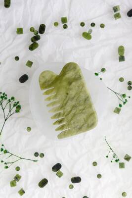 Yeşim Taşı Doğal Taş Gua Sha Tarak - 2