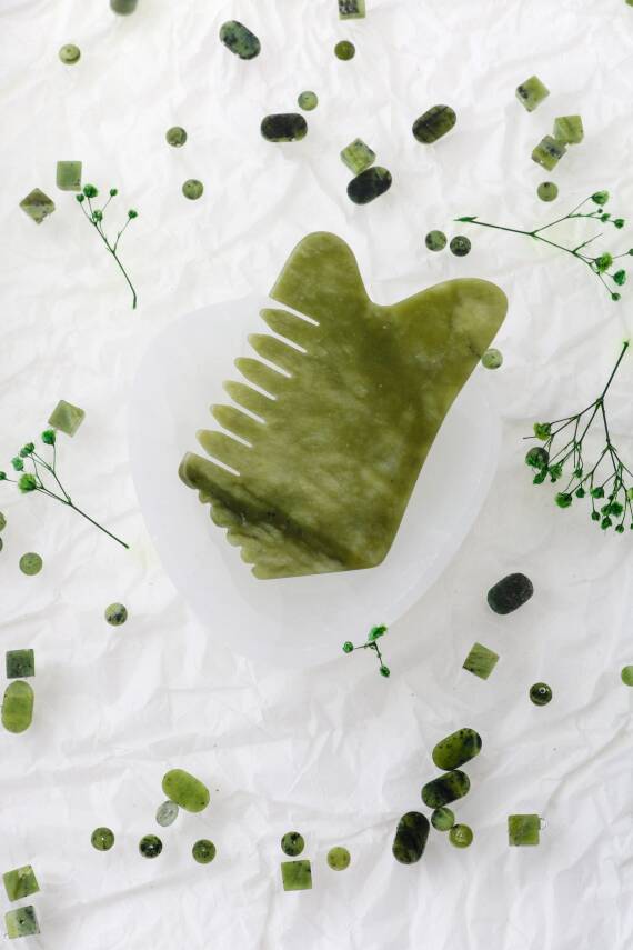 Yeşim Taşı Doğal Taş Gua Sha Tarak - 2