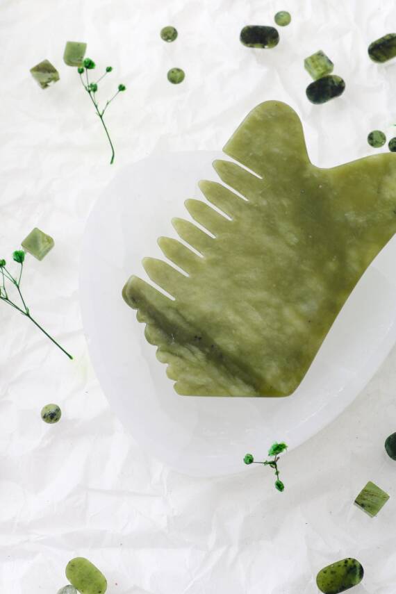 Yeşim Taşı Doğal Taş Gua Sha Tarak - 3