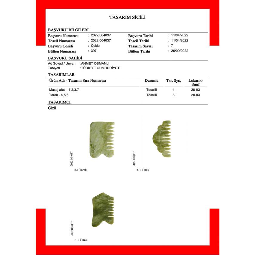 Yeşim Taşı Doğal Taş Gua Sha Tarak - 4