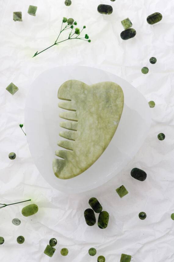 Yeşim Taşı Doğal Taş Oval Tarak - 5