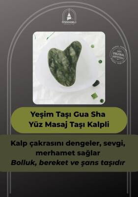 Yeşim Taşı Gua Sha Yüz Masaj Taşı Kalpli - 2
