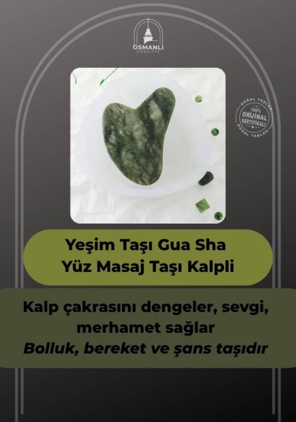 Yeşim Taşı Gua Sha Yüz Masaj Taşı Kalpli - 2