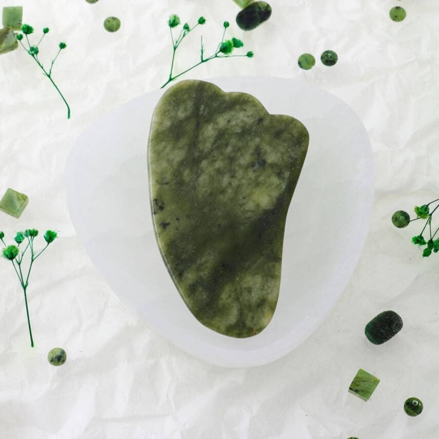 Yeşim Taşı Gua Sha Yüz Masaj Taşı Kaz Ayaklı - 1