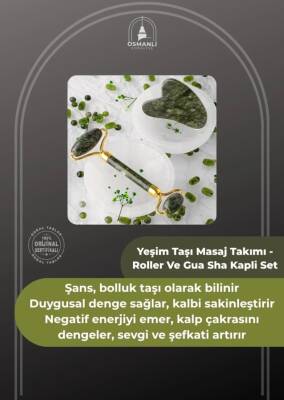 Yeşim Taşı Masaj Takımı - Roller ve Gua Sha Kapli Set - 2