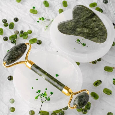 Yeşim Taşı Masaj Takımı - Roller ve Gua Sha Kapli Set - 5