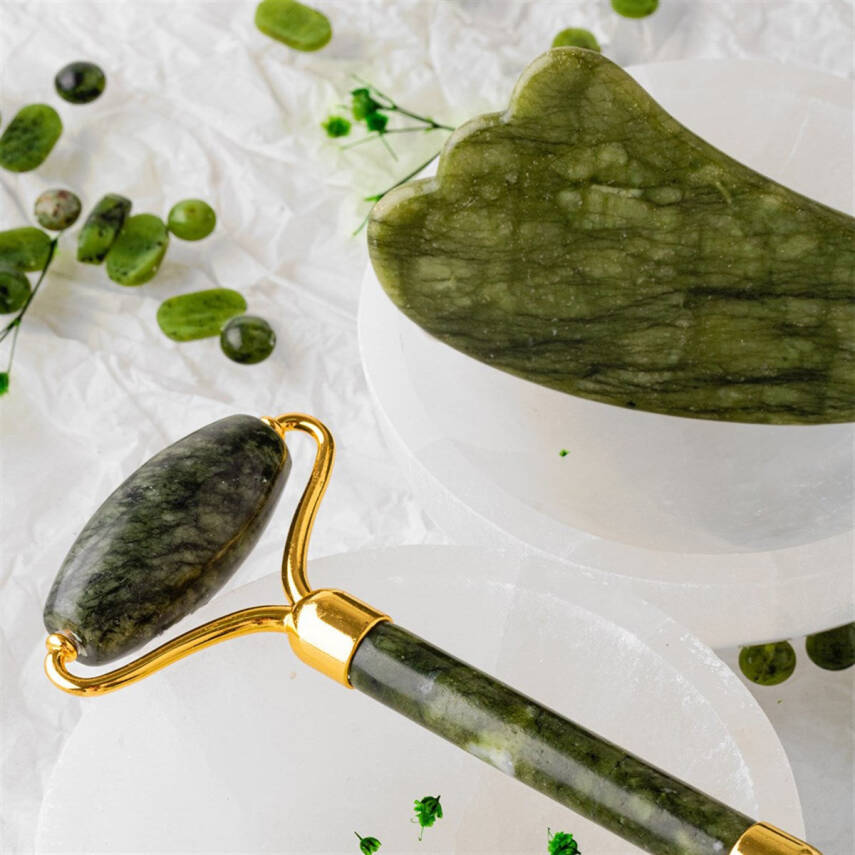 Yeşim Taşı Masaj Takımı - Roller ve Gua Sha Kaz Ayaklı Set - 3