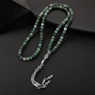 Yosunlu Akik Doğal Taş Tesbih 99luk - 6mm - Osmanlı Doğaltaş