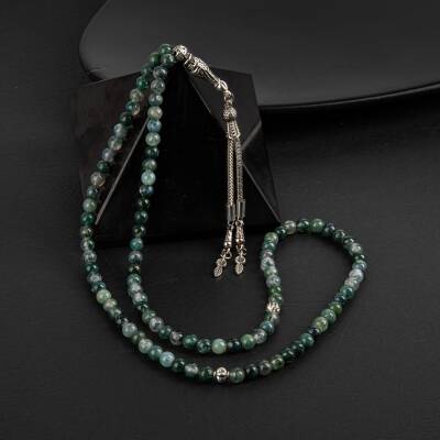 Yosunlu Akik Doğal Taş Tesbih 99luk - 6mm - 2