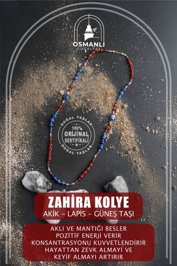 Zahira, Akik Lapis Güneş Taşı Doğal Taş Kolye - 1