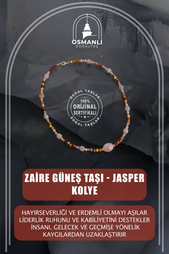 Zaire, Güneş Taşı Jasper Doğal Taş Kolye - 1
