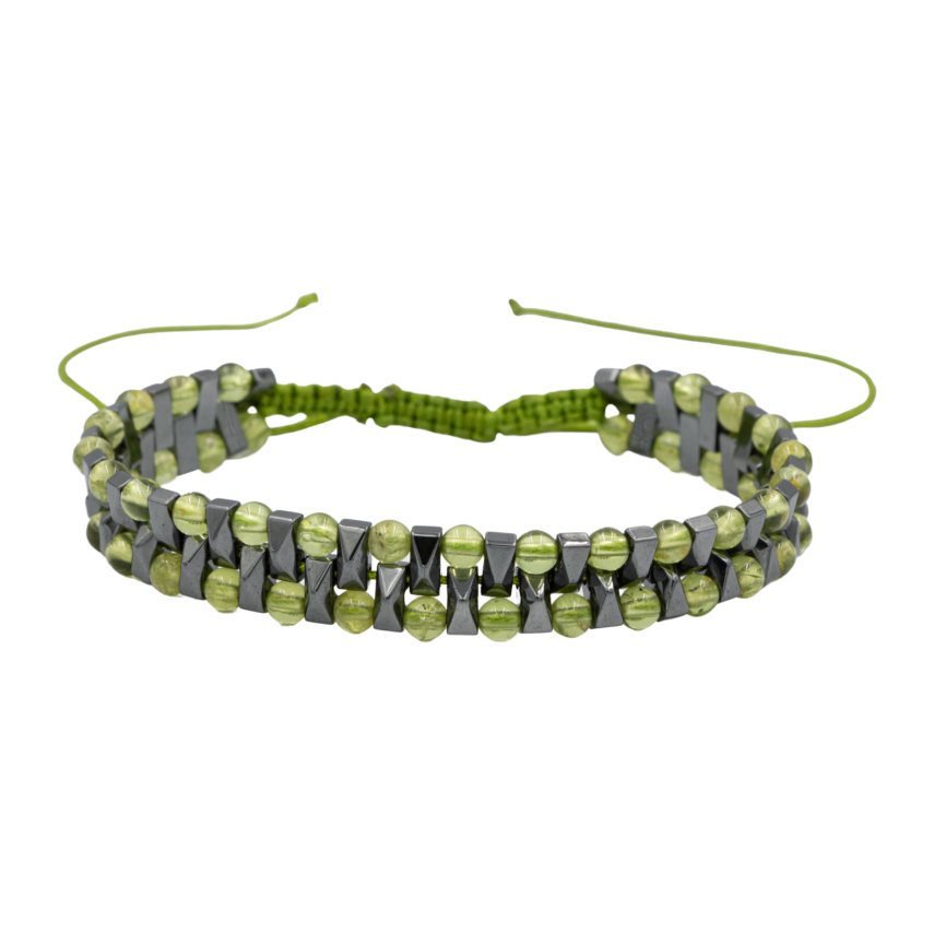 Zebercet-Hematit Doğal Taş Erkek Makrome Bileklik - 1