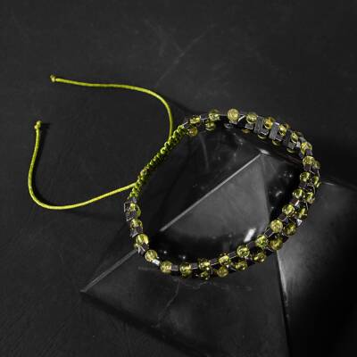 Zebercet-Hematit Doğal Taş Erkek Makrome Bileklik - 2