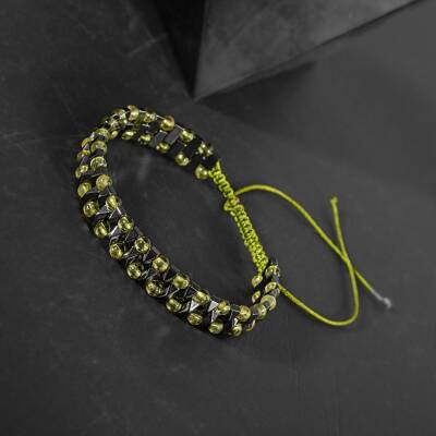 Zebercet-Hematit Doğal Taş Erkek Makrome Bileklik - 4