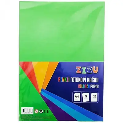 Zizu A4 Renkli Fotokopi Kağıdı 25 Li 5 Renk Karışık - Zizu (1)