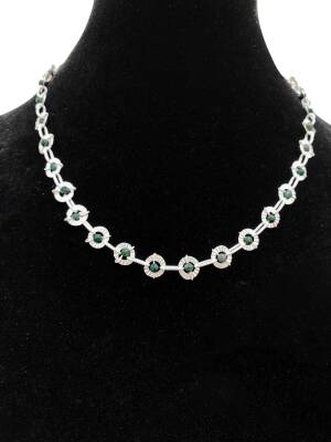 Zümrüt Doğal Taş Gümüş Zincir Kolye - 2