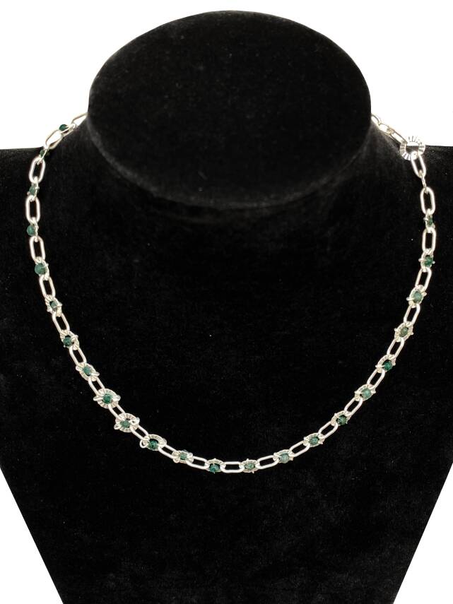 Zümrüt Doğal Taş Gümüş Zincir Kolye - 3